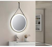 Keenware KBM-360 Midas Round LED Brushed Brass Framed Bathroom Mirror With Hook & Loop; 600mm