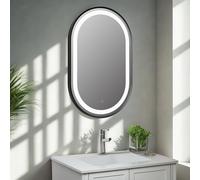 Keenware KBM-367 Polaris 800 Oval Framed LED Bathroom Mirror: Black