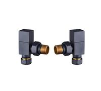 Keenware KRA-164 Square Towel Rail & Radiator Angled Valves: Anthracite Grey