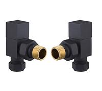 Keenware KRA-169 Lunar Square Towel Rail & Radiator Angle Valves: Black