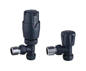 Keenware KRA-195 Thermostatic Radiator Angled Valves: Anthracite Grey