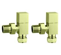 Keenware KRA-215 Midas Square Towel Rail & Radiator Angle Valves: Brushed Brass