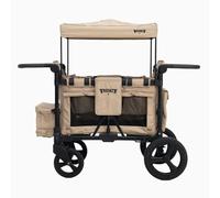 Keenz MOOV 4-Passenger All-Terrain Stroller Wagon with Reclining Seats, Built-in Cooler, Push/Pull Handle, Rubber Wheels, and Activity Tray - Foldable Wagon for Four Kids, Mocha