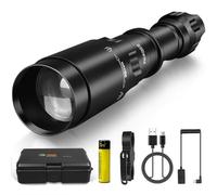 KEENZO 940nm IR Illuminator Torch for Night Vision,Fresnel Lens Zoomable Infrared Flashlight Rechargeable Lights with Remote Pressure Switch & Scope Bracket