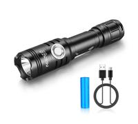 KEENZO KEENZO1702LED Torch Rechargeable, Super Bright White Light Tactical Handheld Torches, 5 Lighting Modes IP65 Waterproof Flashlight Spotlight for Outdoor Hiking Camping Searchlight, etc