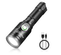 KEENZO Rechargeable Tactical Torch,5 Modes Super Bright Handheld Torches, Waterproof LED Flashlight Spotlight for Outdoor Hiking Camping Searchlight,Security