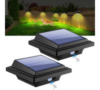 KEENZO Solar Lights Outdoor, 25 LED 500LM Motion Sensor Solar Lights for Garden Fence Gutter, IP65 Waterproof, Wireless Decorative Solar Powered Wall Security Light (Warm Light, 2 Packs)