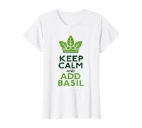 Keep Calm and Add Basil Herb Italian Chef Value Graphic T-Shirt, Women, White, XL
