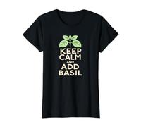 Keep Calm and Add Basil Pesto Pasta Lover Value Graphic T-Shirt, Women, Black, XL