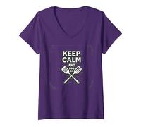 Keep Calm and BBQ On: Grill Master's Mantra V-Neck T-Shirt, Women, Purple, S