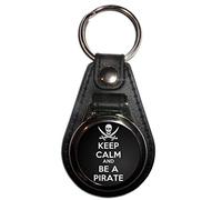 Keep Calm and Be A Pirate - Black Plastic Medallion Key Ring