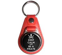 Keep Calm and Be A Pirate - Red Plastic Medallion Key Ring