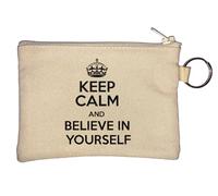 Keep Calm and Believe in Yourself Key Chain Coin Purse Beige