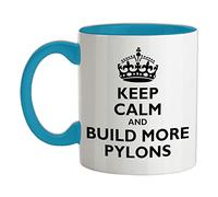 Keep Calm and Build More Pylons - 11oz - Ceramic Two-Tone Mug for Coffee/Tea - Babyblue/White - One Size