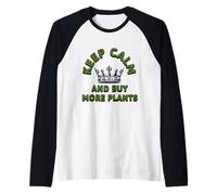 Keep Calm and Buy More Plants Plant Lover Botanical Art Raglan Baseball Tee