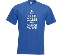 Keep Calm and Carry on Dance ON ICE, Dancing on ice, Figure Skate Funny Mens Womens T-Shirt, Blue, L