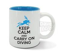 Keep Calm and Carry ON Diving, deep sea Diver, Marine Biologist, Blue Inside, Ceramic Mug, Cup