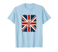 Keep Calm and Carry The Flag - Vintage Union Jack Design T-Shirt, Men, Baby Blue, M
