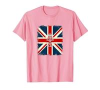 Keep Calm and Carry The Flag - Vintage Union Jack Design T-Shirt, Men, Pink, XXL