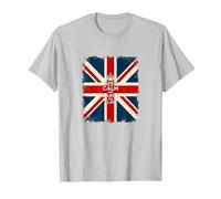 Keep Calm and Carry The Flag - Vintage Union Jack Design T-Shirt, Men, Silver, L