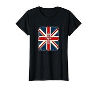 Keep Calm and Carry The Flag - Vintage Union Jack Design T-Shirt, Women, Black, XL