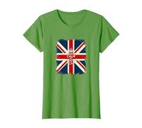 Keep Calm and Carry The Flag - Vintage Union Jack Design T-Shirt, Women, Grass, L