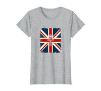 Keep Calm and Carry The Flag - Vintage Union Jack Design T-Shirt, Women, Heather Grey, L