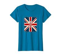 Keep Calm and Carry The Flag - Vintage Union Jack Design T-Shirt, Women, Sapphire, XS