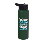 Keep Calm and Carry Yarn - Crocheter Crochet Knitting Stainless Steel Insulated Water Bottle