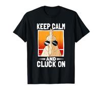 Keep Calm and Cluck On Chicken Retro Sunset Farm Farmer T-Shirt