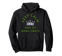Keep Calm And Do Bong Swats Funny Weed 420 Stoner Meme Art Pullover Hoodie
