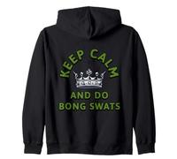 Keep Calm And Do Bong Swats Funny Weed 420 Stoner Meme Art Zip Hoodie