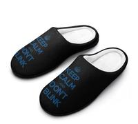Keep Calm And Don't Blink Funny Men's Cotton Slippers Soft Non-Slip Rubber Sole House Slipper Indoor Outdoor