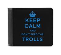 Keep Calm and Don't Feed The Trolls Bi-fold Men's Wallets with 6 Card Slots Slim Travel Purse Leather Money Clip