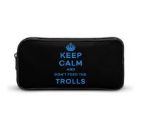 Keep Calm and Don't Feed The Trolls Large Capacity Pencil Cases with Zippered Portable Pen Pouch Makeup Bag Office Supplies