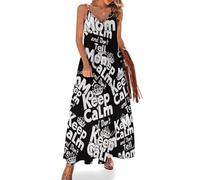 Keep Calm and Don't Tell Mom Women's Maxi Dress Sexy Spaghetti Strap CutFlowy Swing Long Dresses
