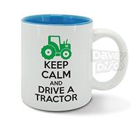 Keep Calm and Drive a Tractor, Farmer, Farming, Green Tractor, Driver, Birthday Gift idea, Blue Inside, Ceramic Mug, Cup