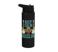 Keep Calm and Drop The Bassline Bass Guitar Stainless Steel Insulated Water Bottle