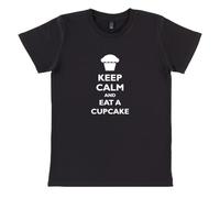 Keep Calm and Eat A Cupcake - Organic Women's Crewneck T-Shirt - Black - S