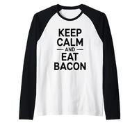 Keep Calm and Eat Bacon Funny Food Lover Raglan Baseball Tee