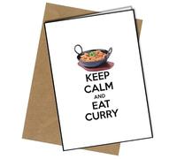 Keep Calm And Eat Curry A5 Birthday Card | Envelope Included | Blank Inside | Unique Design | Personalised Free of Charge