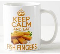 Keep Calm and EAT Fish Fingers - Mug - Favorite savoury Snack cod Finger Sandwich Cakes Birds Eye Young's Carry on Style Mugs