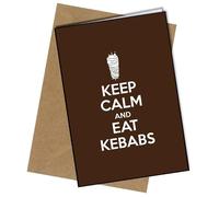 Keep Calm And Eat Kebabs (Doner) A5 Birthday Card | Envelope Included | Blank Inside | Unique Design | Personalised Free of Charge