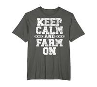 Keep Calm and Farm On Tractor Operator Farming Farmer Ranch T-Shirt, Men's Big and Tall, Asphalt Grey, 5X Tall