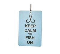 Keep Calm And Fish On Car Air Freshener (Fun Birthday/Xmas Christmas Stocking Filler/Secret Santa/Novelty Scented Gift)