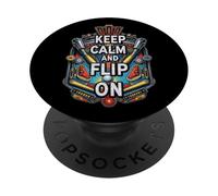 Keep Calm and Flip On Pinball Machine Arcade Gamer PopSockets Adhesive PopGrip