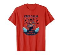 Keep Calm and Freedom On T-Shirt, Men, Red, 3XL
