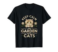 Keep Calm and Garden With Cats Funny Saying Cat Gardening T-Shirt