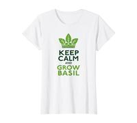 Keep Calm and Grow Basil Gardener Plant Lover Value Graphic T-Shirt, Women, White, L