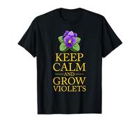 Keep Calm and Grow Violets Floral Design T-Shirt